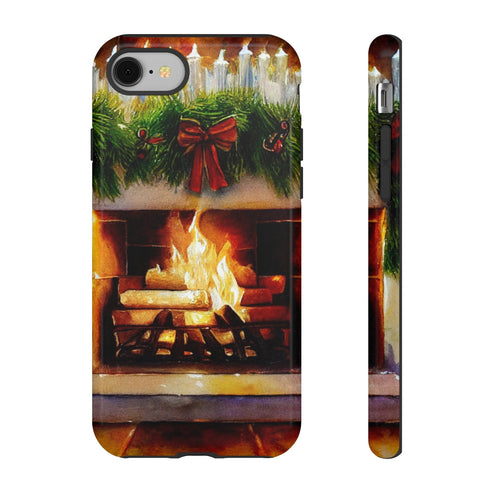 Candles on the Hearth Decorated for Christmas - Impact Resistant Phone Case iPhone 8 Glossy